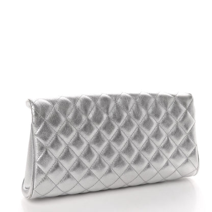 Chanel Metallic Calfskin Quilted Fold Up Again Clutch Silver 3 of 11