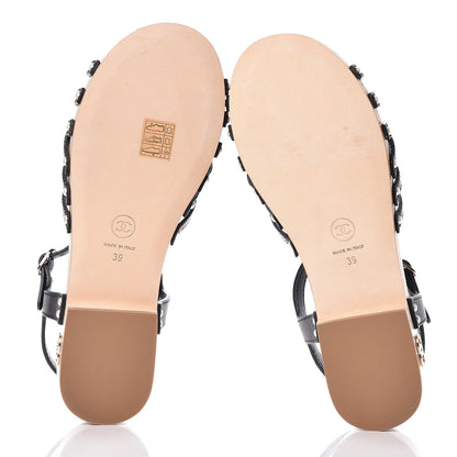 Chanel Cork Wood Calfskin Strappy Sandals 39 Black 5 of 11