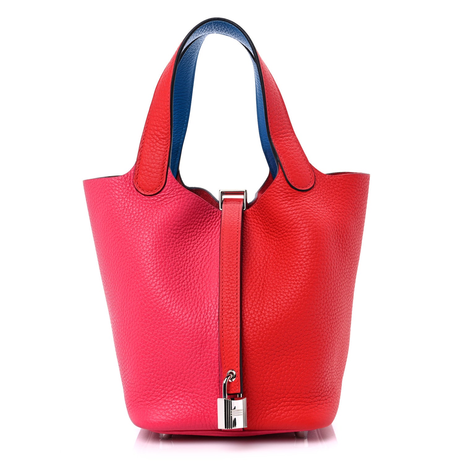 Hermes Taurillon Clemence Tri-Color Picotin Lock 18 PM Rouge Coeur Rose Extreme Bleu Zanzibar 1 of 9
