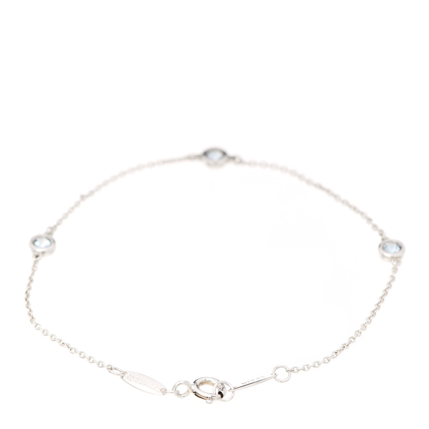Tiffany Sterling Silver Aquamarine Elsa Peretti Color By The Yard 3 Station Bracelet 3 of 7