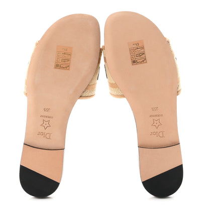 Christian Dior Canvas Embroidered Dway Flat Slide Sandals 35.5 Chestnut 6 of 10