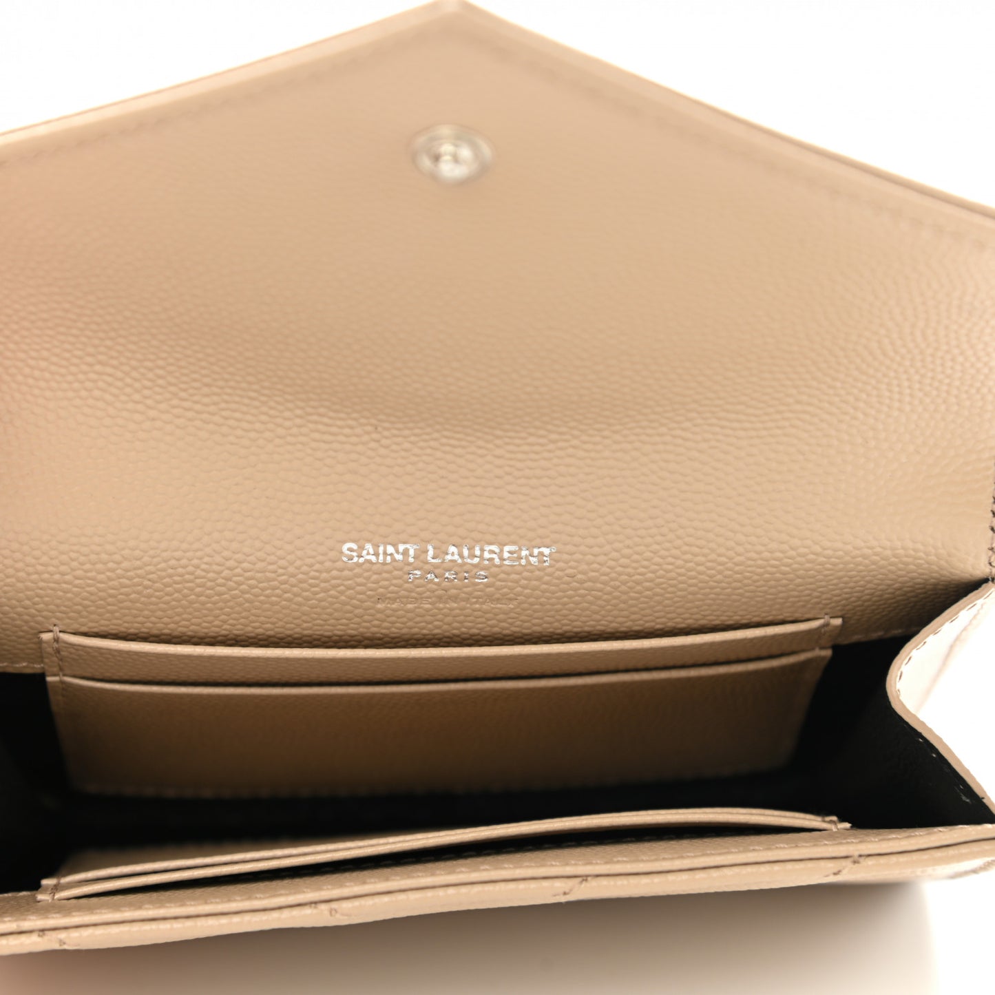 Grain De Poudre Matelasse Chevron Small Monogram Envelope Wallet Dark Beige