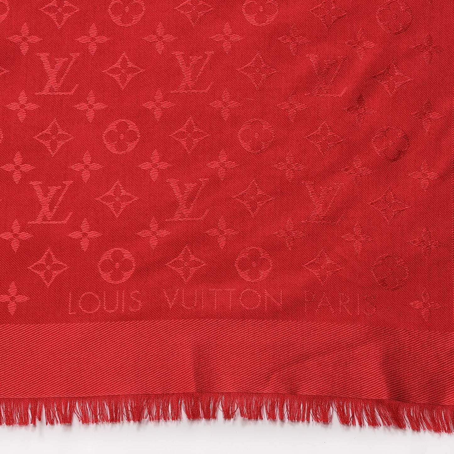 Silk Wool Monogram Shawl Red
