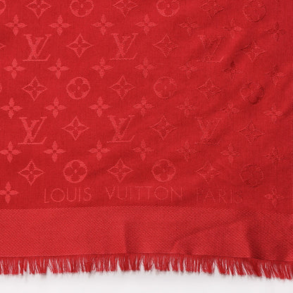 Louis Vuitton Silk Wool Monogram Shawl Red 3 of 5