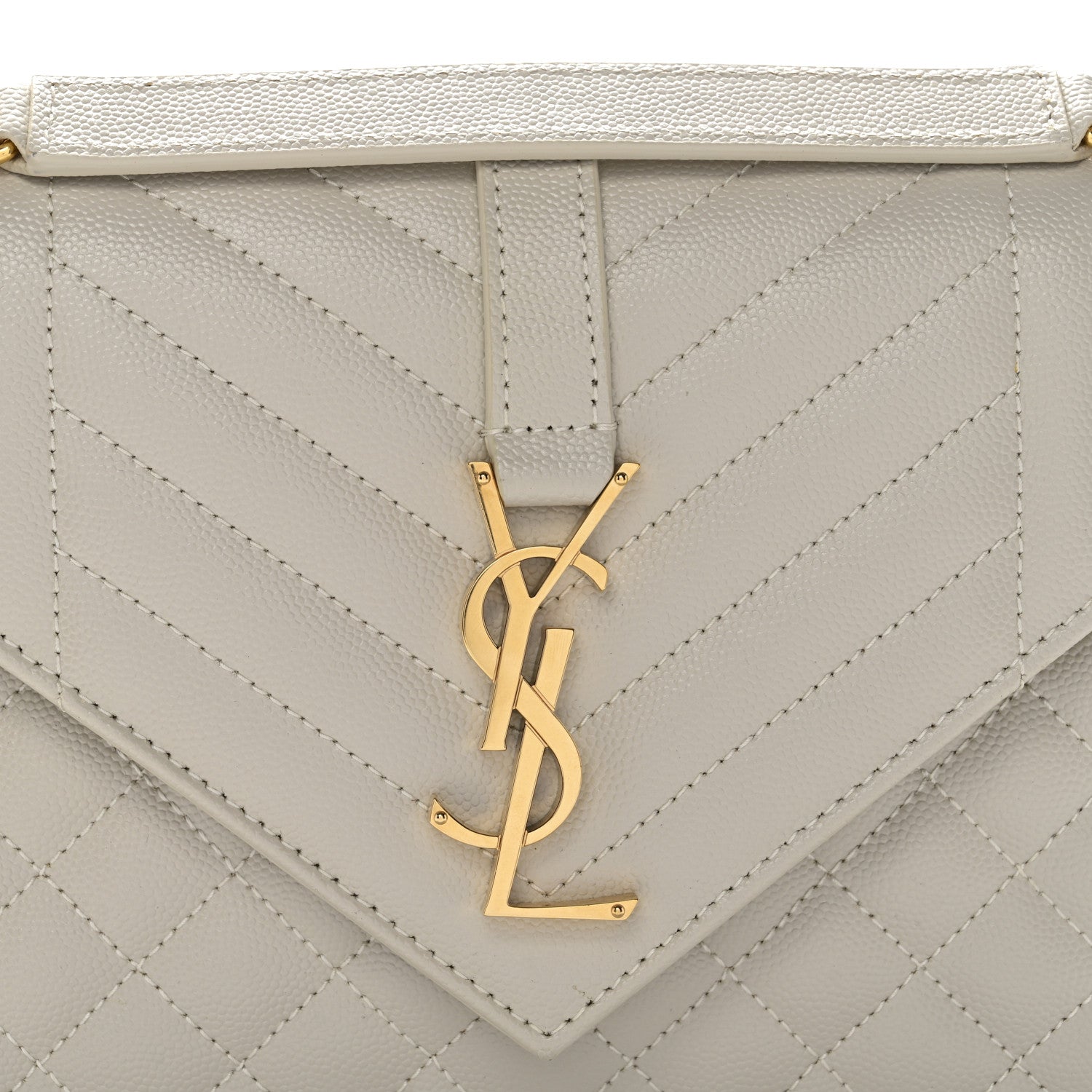Saint Laurent Grain De Poudre Textured Mixed Matelasse Medium Triquilt Monogram Satchel Crema Soft 9 of 12