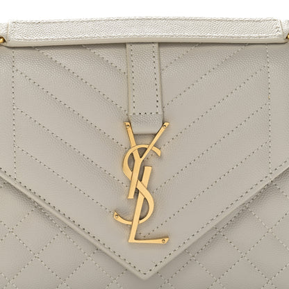Saint Laurent Grain De Poudre Textured Mixed Matelasse Medium Triquilt Monogram Satchel Crema Soft 9 of 12