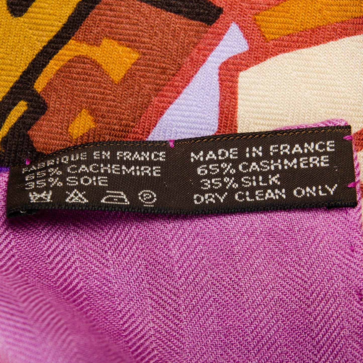 Silk Cashmere Graff Graffiti Shawl 140 Juane D'Or Violine Marron