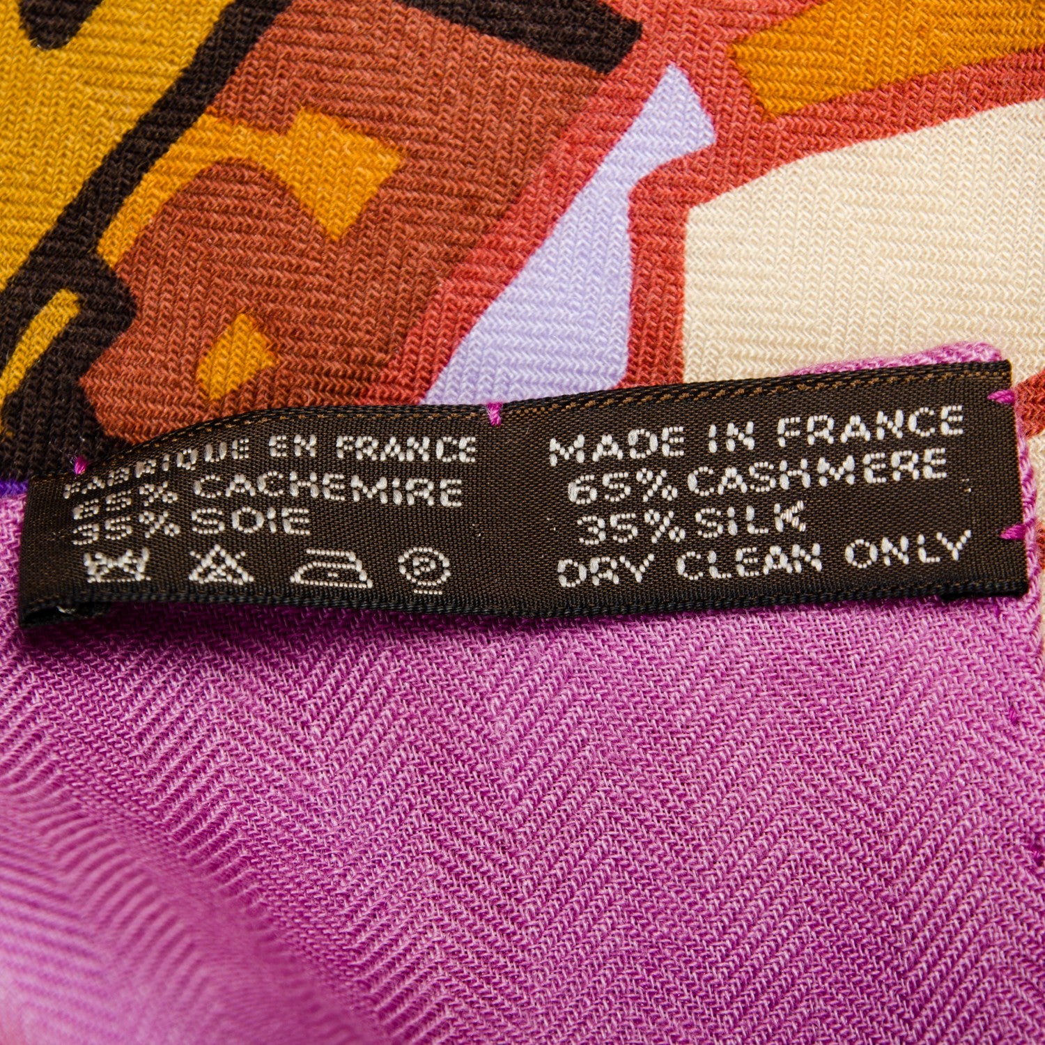 Hermes Silk Cashmere Graff Graffiti Shawl 140 Juane D'Or Violine Marron 6 of 6