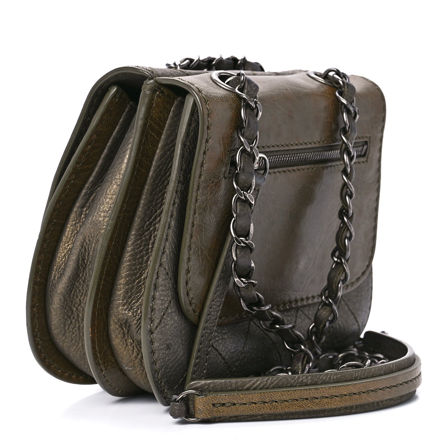 Chanel Metallic Calfskin Small Coco Twin Flap Dark Green 3 of 13