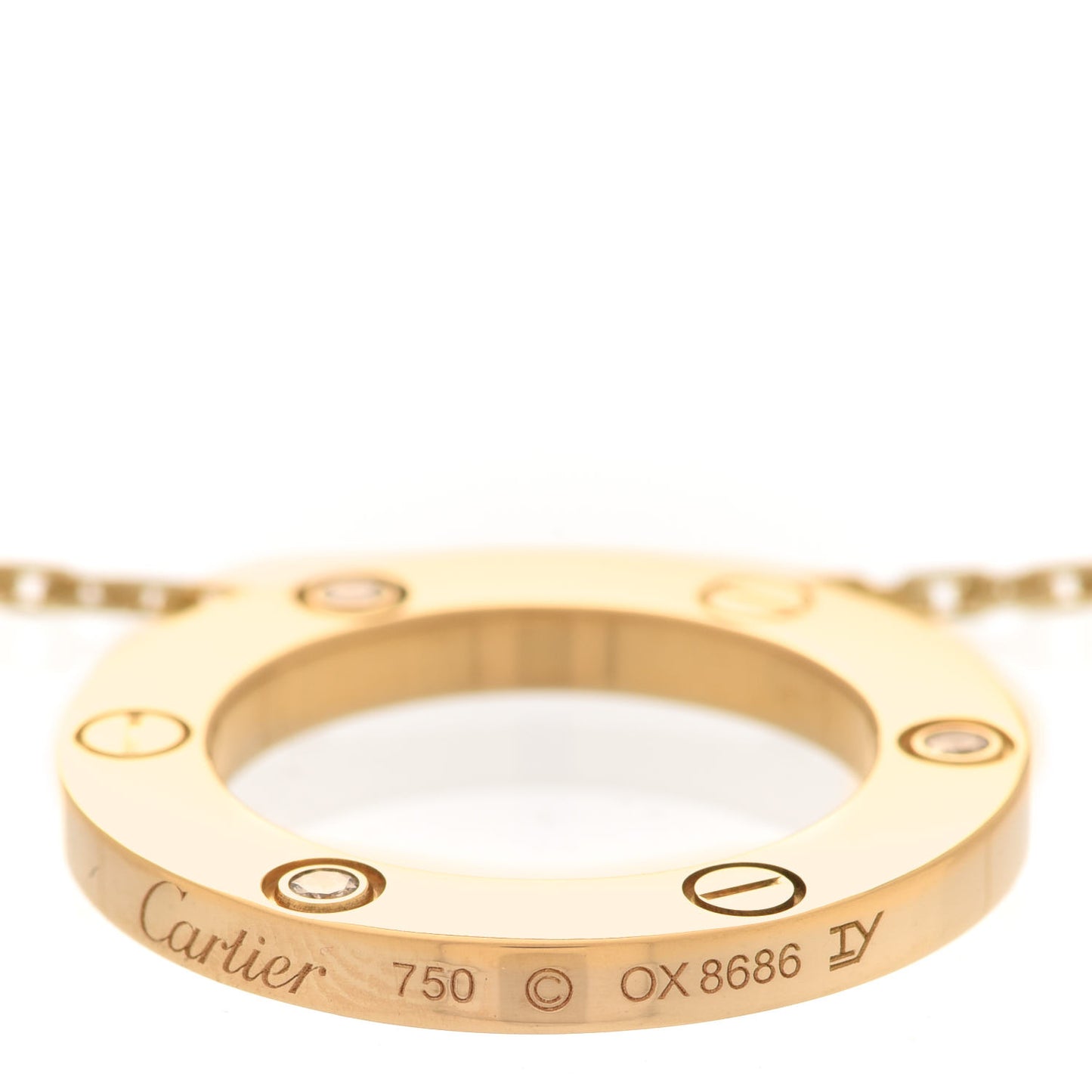 18K Yellow Gold 3 Diamonds LOVE Pendant Necklace