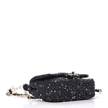 Chanel Tweed Mini Pearl Handle Flap Black Ecru 5 of 11