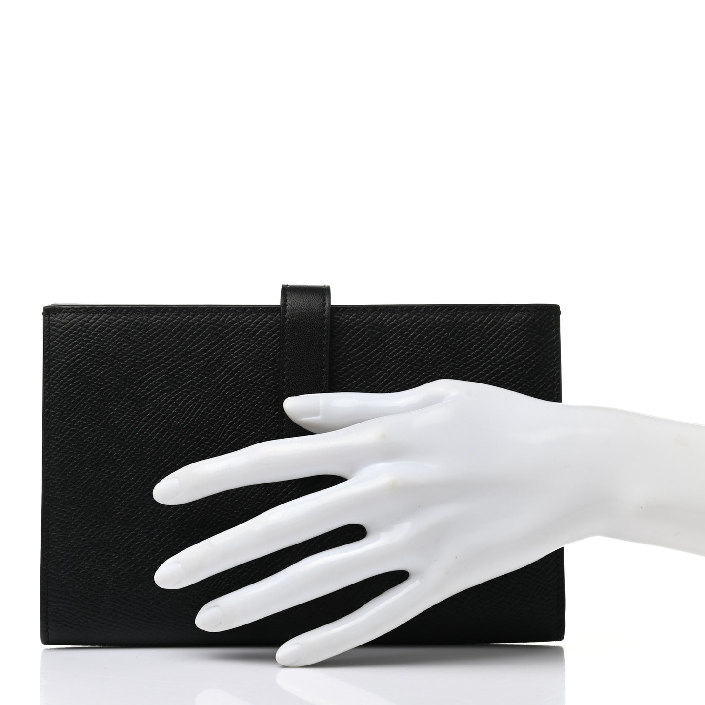 Grained Calfskin Large Multifunction Strap Wallet Black