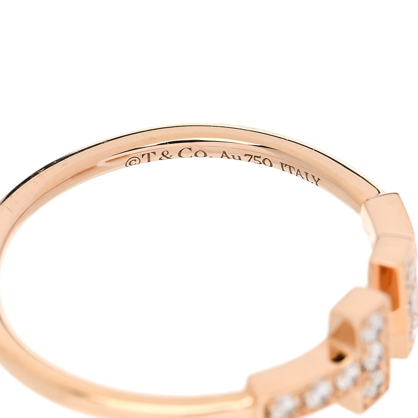 18K Rose Gold Diamond T Wire Ring 54 7