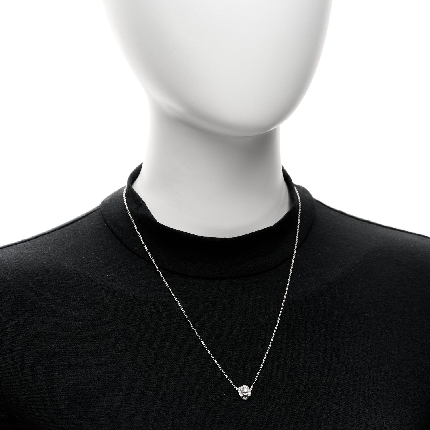 Piaget 18K White Gold Diamond .23ctw Rose Pendant Necklace 2 of 4