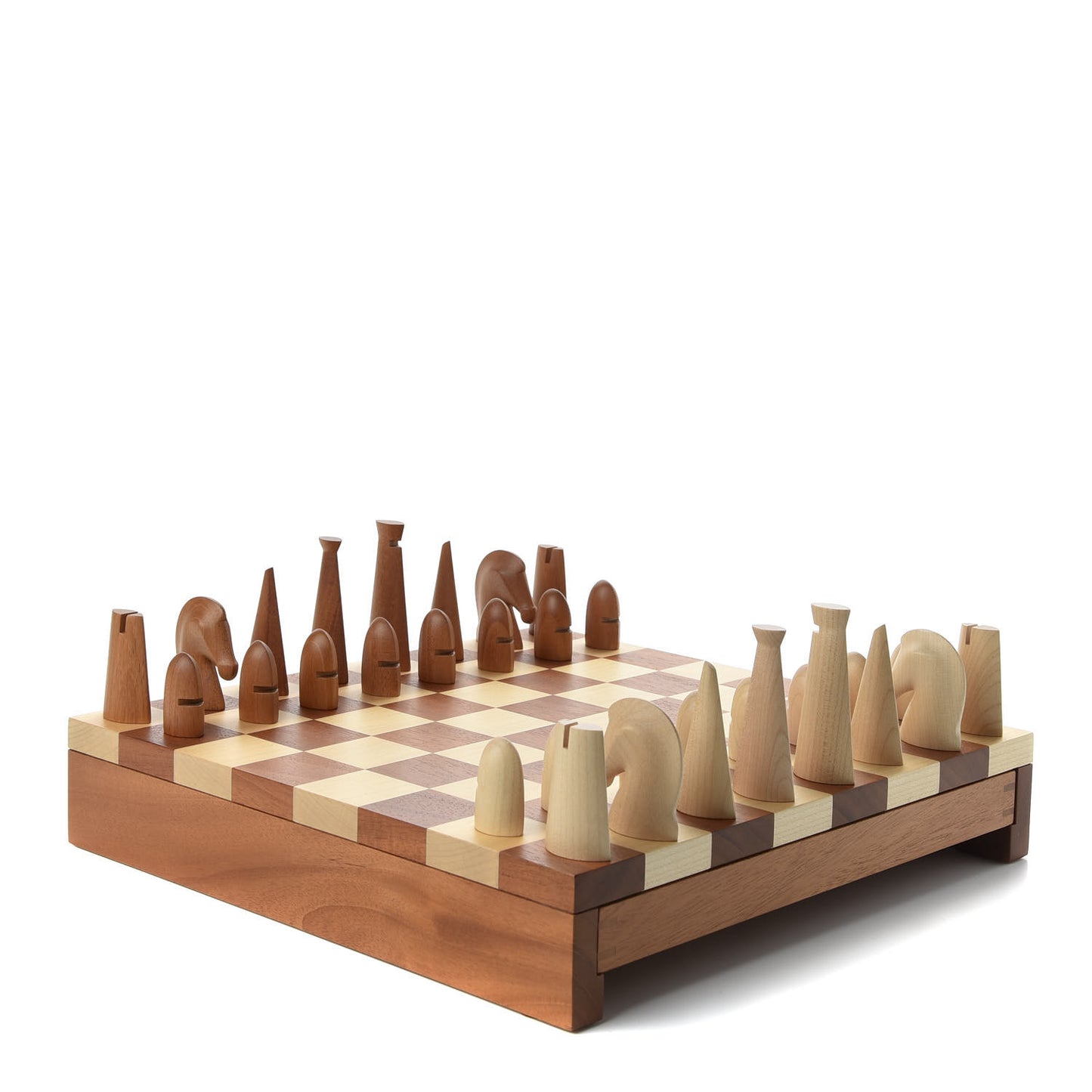 Sycamore Mahogany Lambskin Chess Game