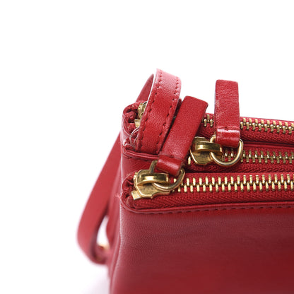 Celine Lambskin Small Trio Crossbody Bag Red 14 of 18
