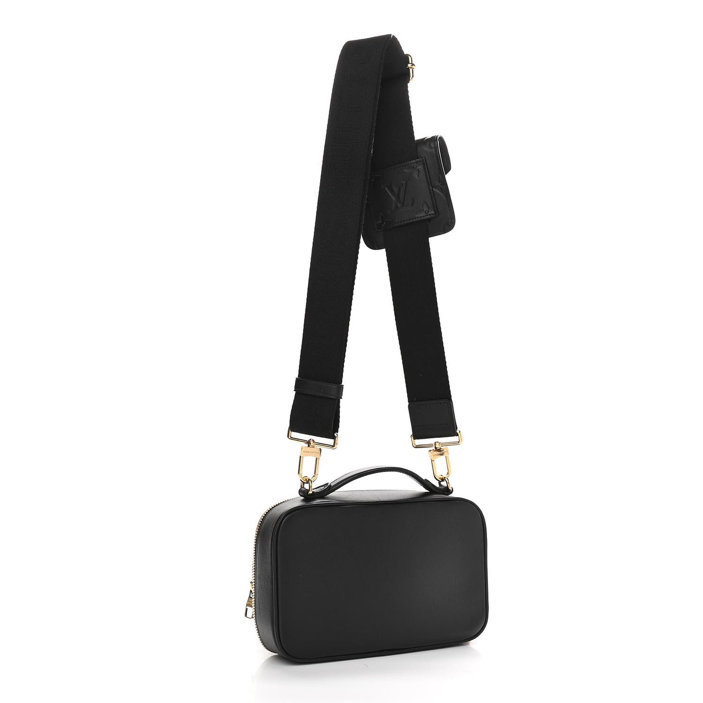 Calfskin Monogram Embossed Utility Crossbody Black