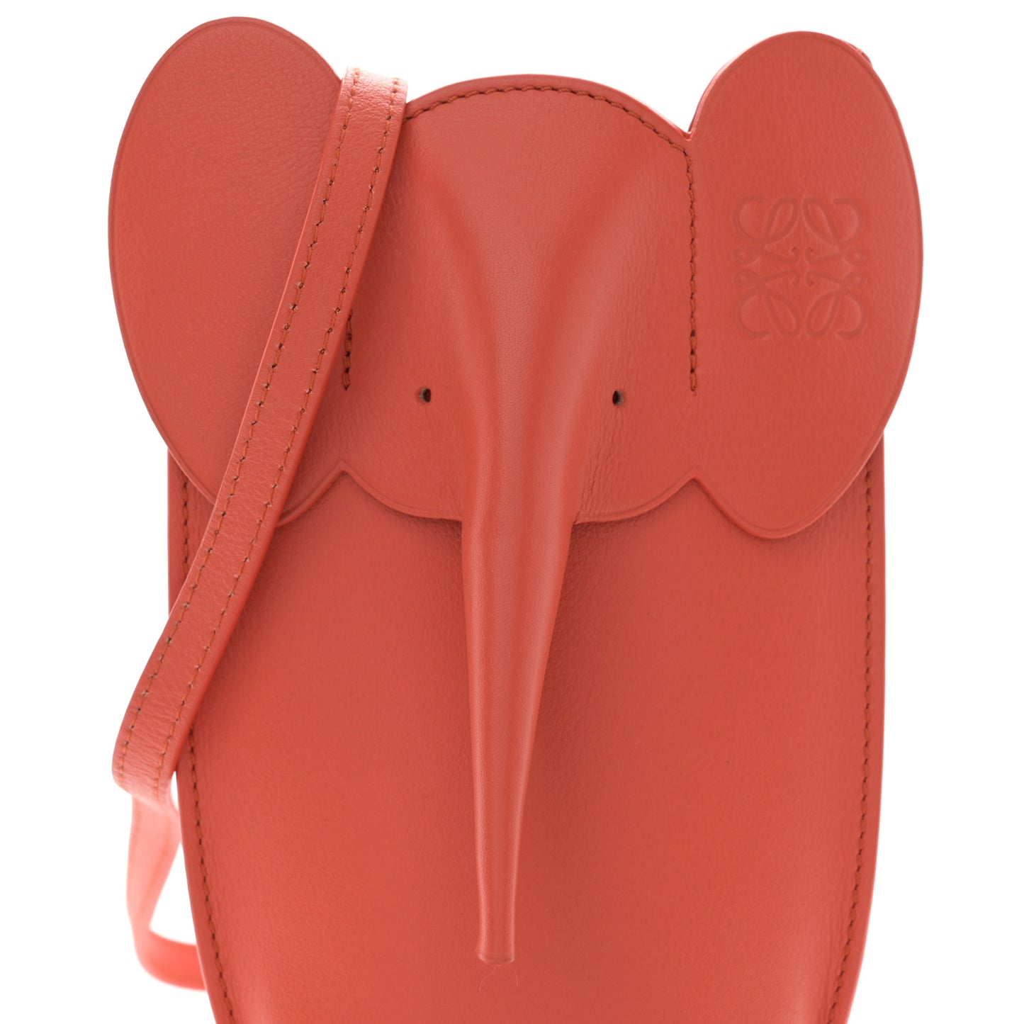 Calfskin Elephant Pouch Crossbody Bag Vermillion