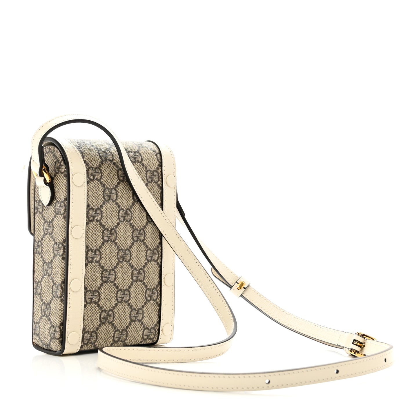 GG Supreme Monogram Azalea Calfskin Mini Horsebit 1955 Crossbody Bag Beige Ebony Mystic White