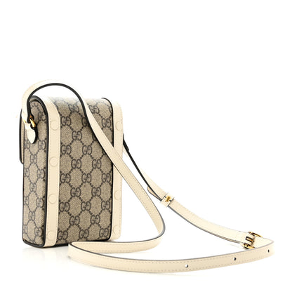 Gucci GG Supreme Monogram Azalea Calfskin Mini Horsebit 1955 Crossbody Bag Beige Ebony Mystic White 3 of 9