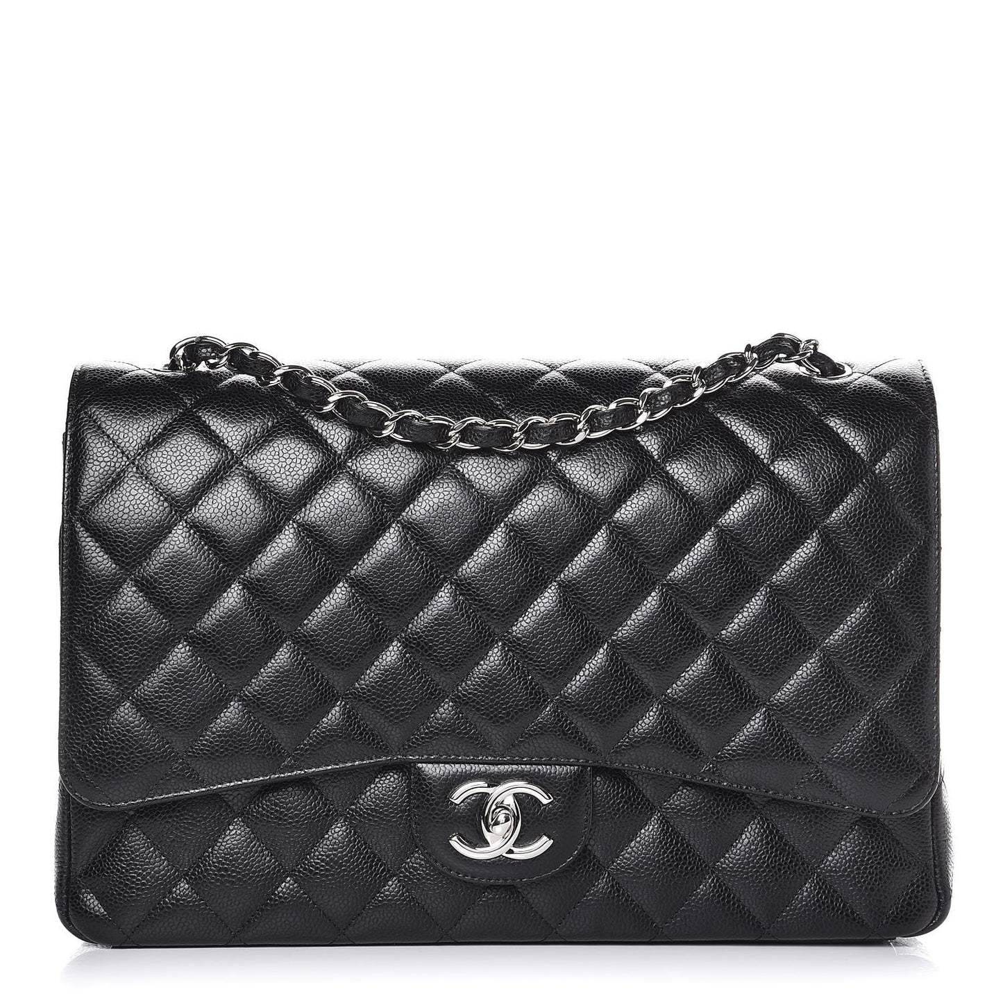 Caviar Quilted Maxi Double Flap Black