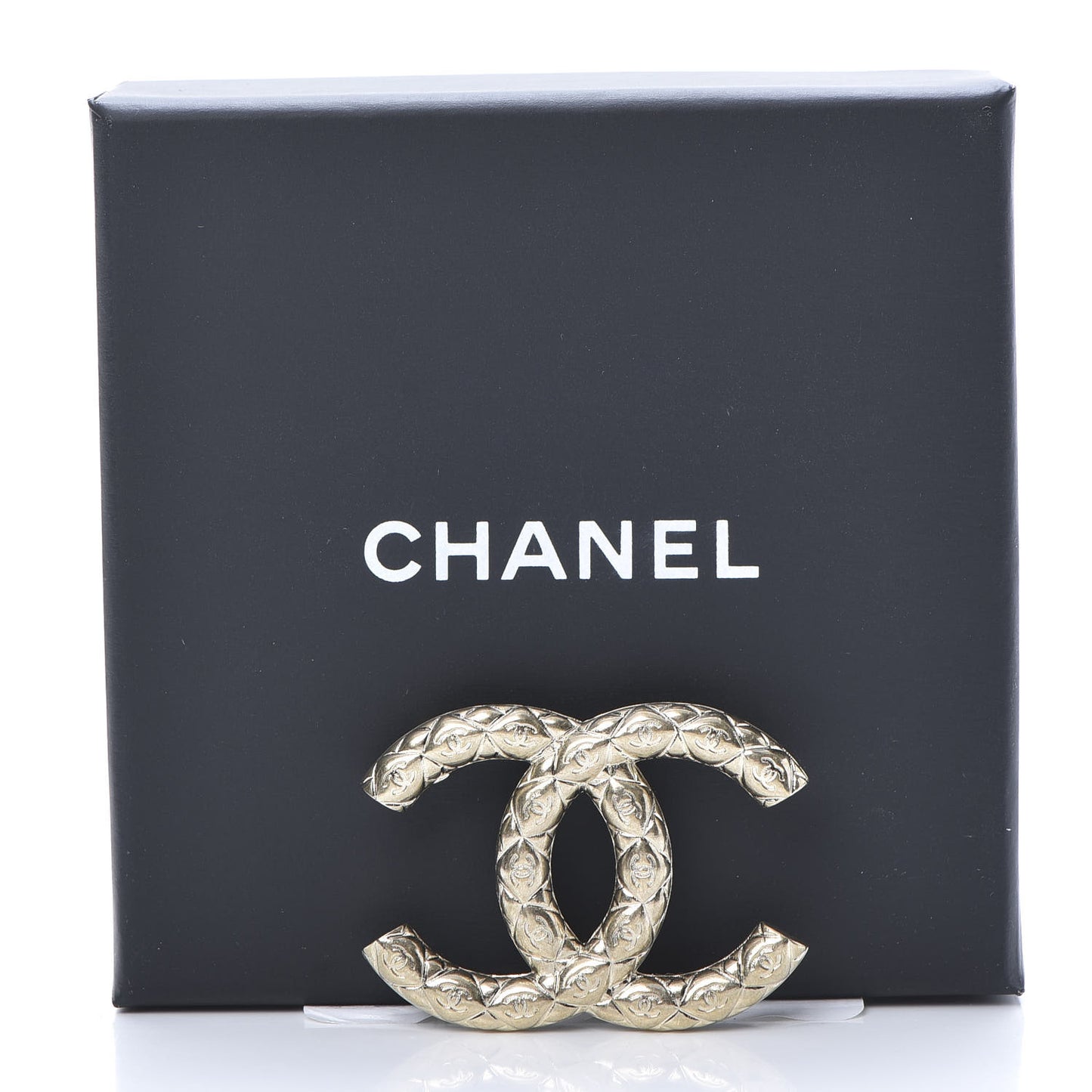 Metal CC Diamond Quilted Brooch Light Gold