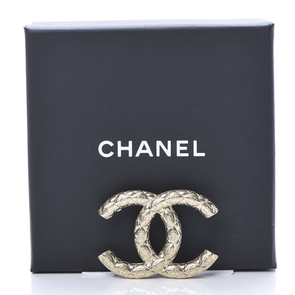 Chanel Metal CC Diamond Quilted Brooch Light Gold 5 of 5