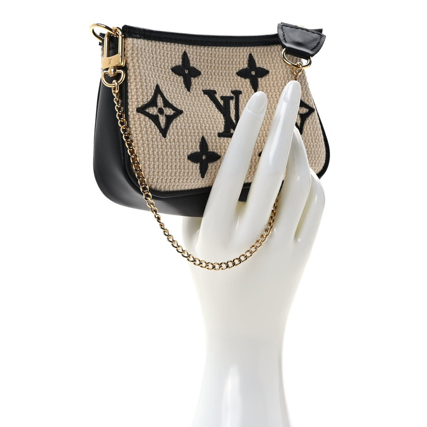 Cotton Monogram Giant Mini Pochette Accessories Beige Black