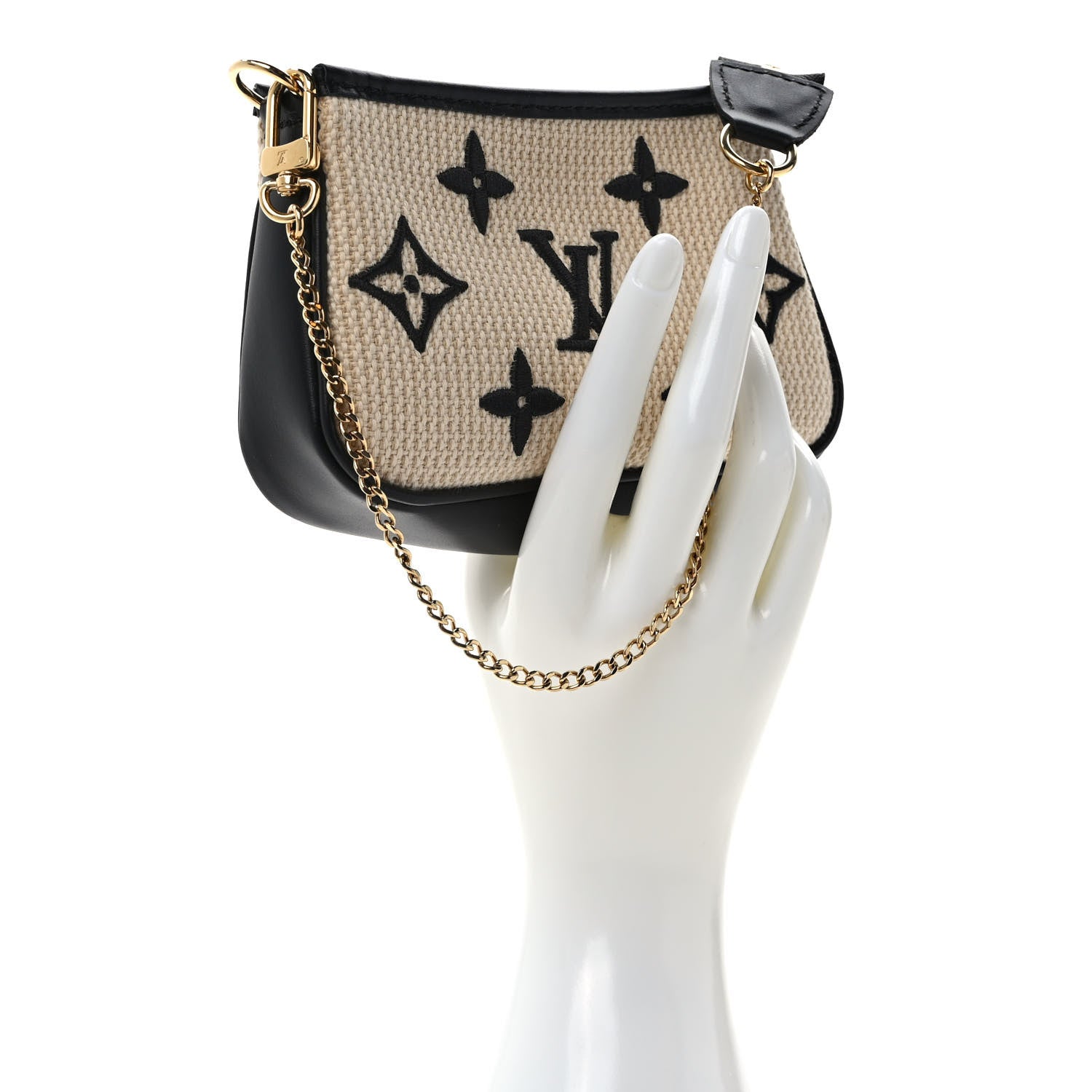 Louis Vuitton Cotton Monogram Giant Mini Pochette Accessories Beige Black 2 of 6