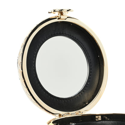 Chanel Metal Lambskin Quilted Mini Lock Frame Vanity Clutch Black 6 of 8