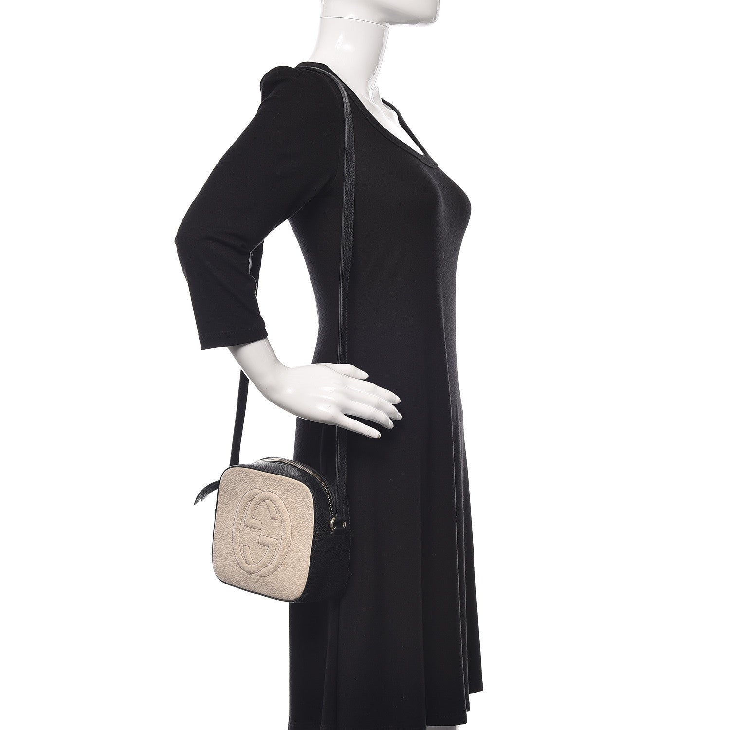 Gucci Dollar Calfskin Bi-Color Small Soho Disco Bag Mystic White Black 2 of 10