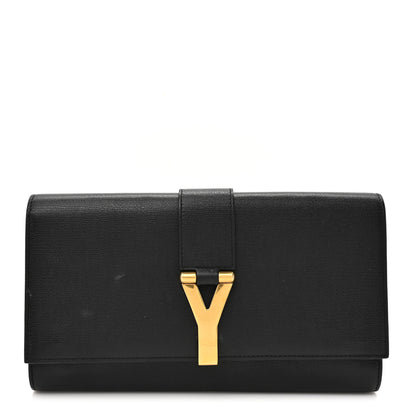 Saint Laurent Textured Calfskin Classic Y Ligne Clutch Black 1 of 11