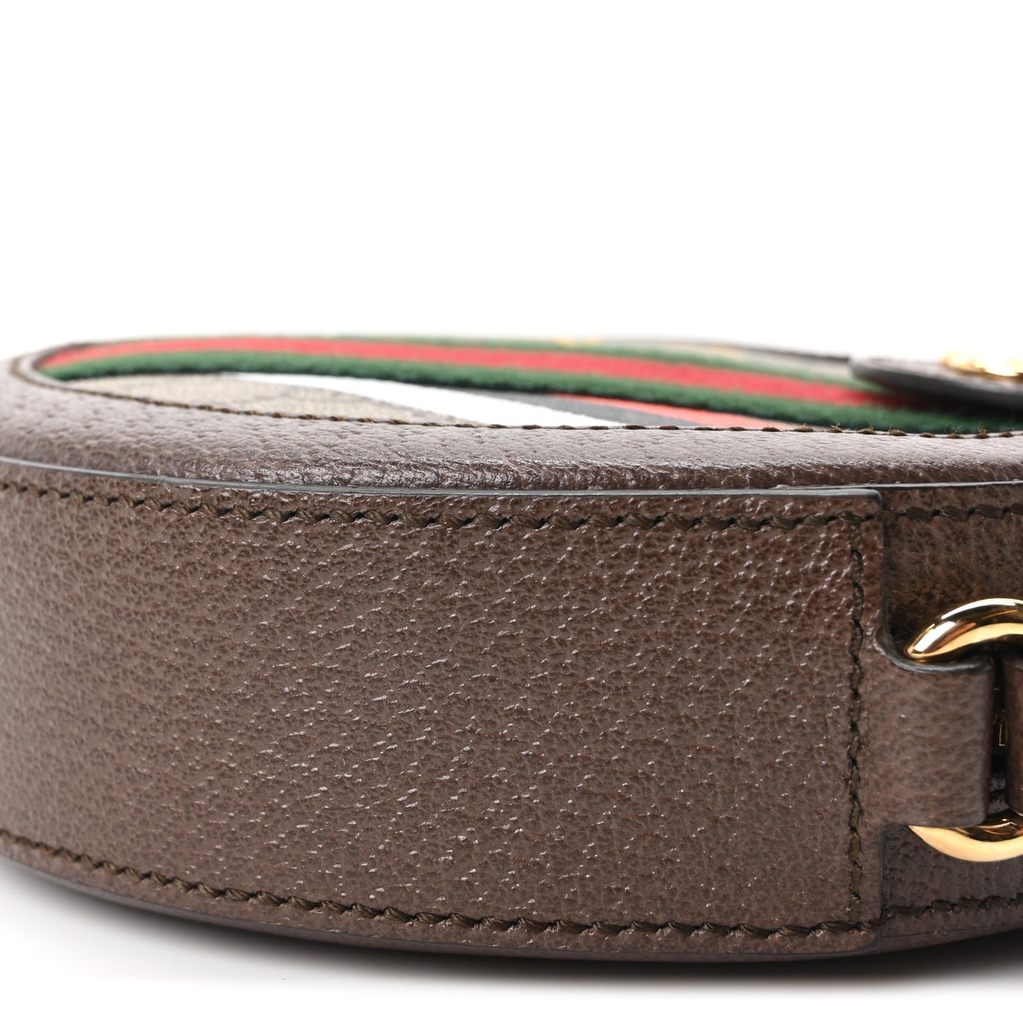 GG Supreme Monogram Equestrian Web Mini Ophidia Round Shoulder Bag Brown