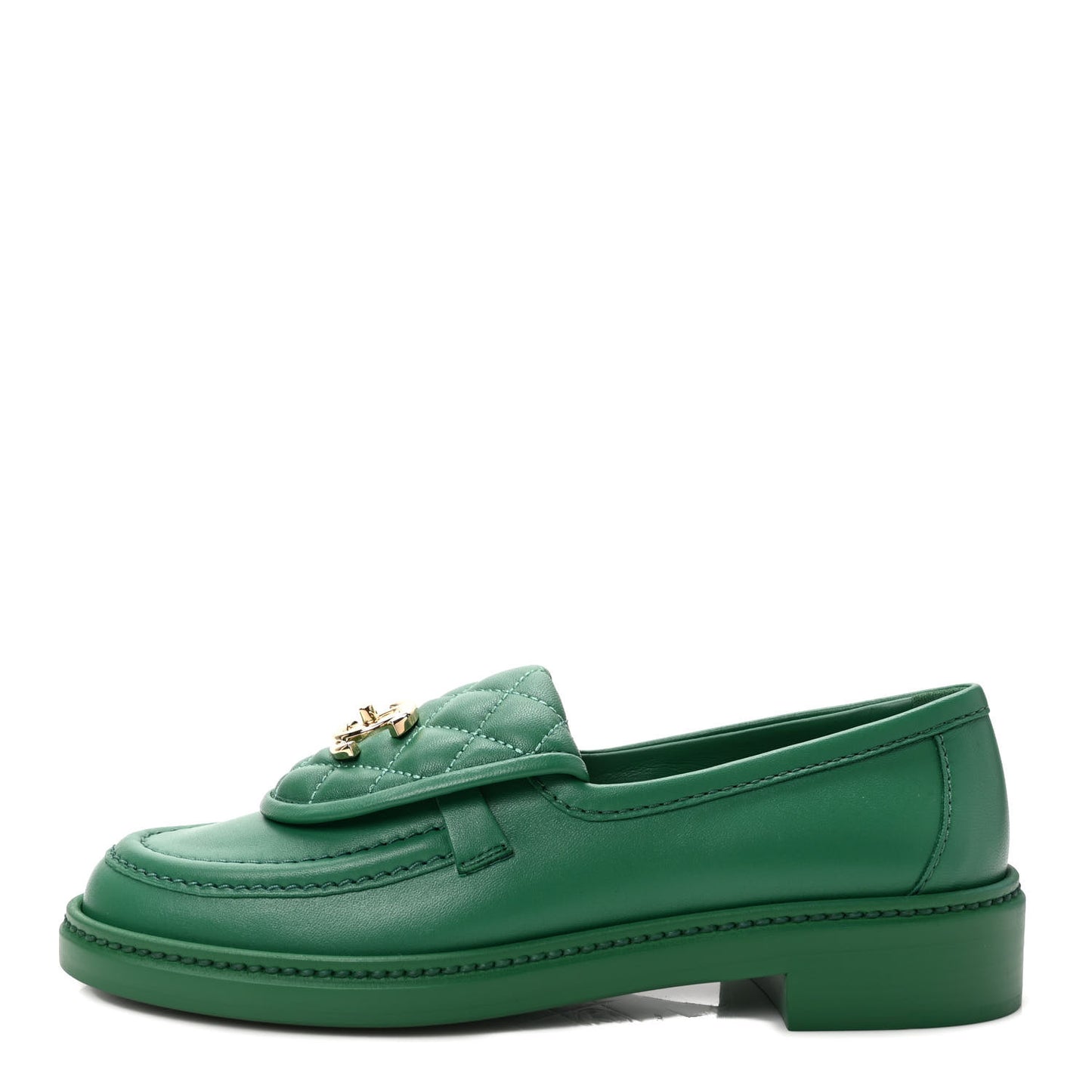 Lambskin Quilted CC Turnlock Loafers 36.5 Green