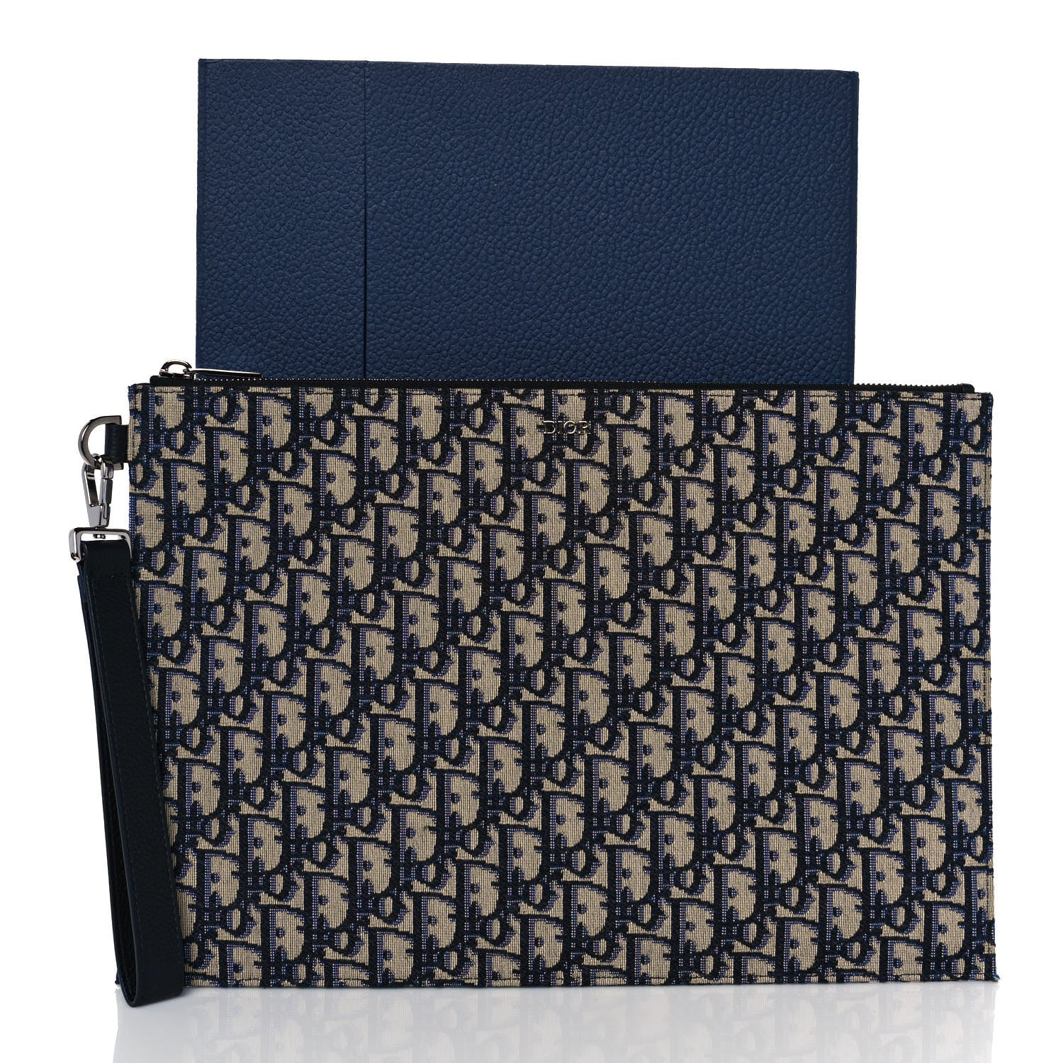 Christian Dior Oblique A4 Flat Pouch Clutch Blue 10 of 10