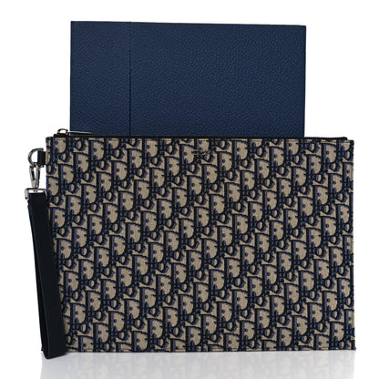 Christian Dior Oblique A4 Flat Pouch Clutch Blue 10 of 10