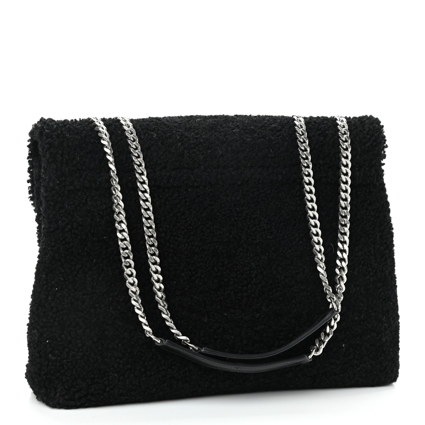 Shearling Monogram Medium Loulou Shoulder Bag Black
