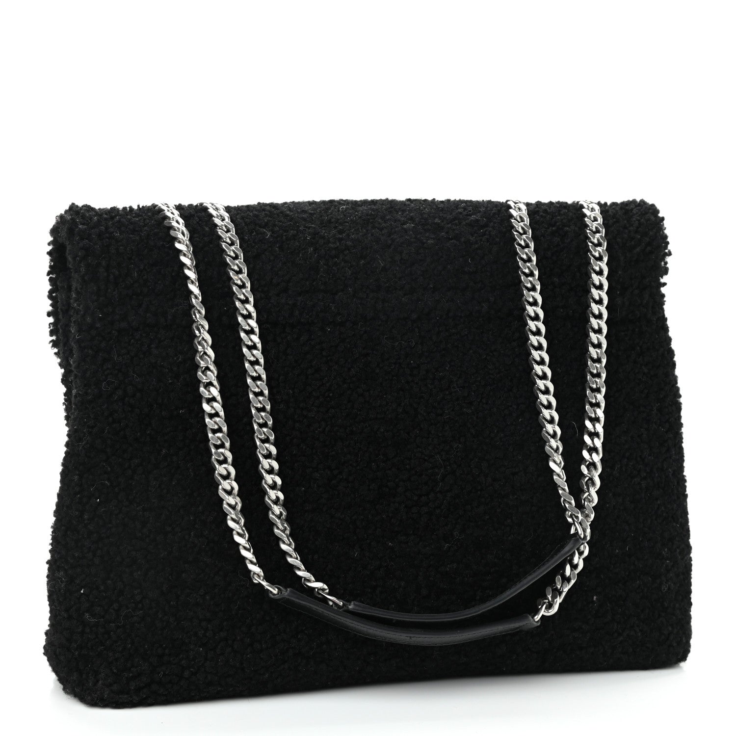 Saint Laurent Shearling Monogram Medium Loulou Shoulder Bag Black 3 of 11