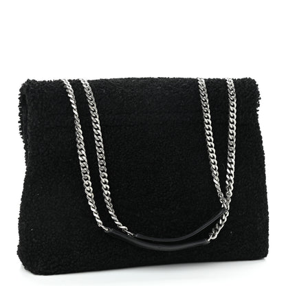 Saint Laurent Shearling Monogram Medium Loulou Shoulder Bag Black 3 of 11