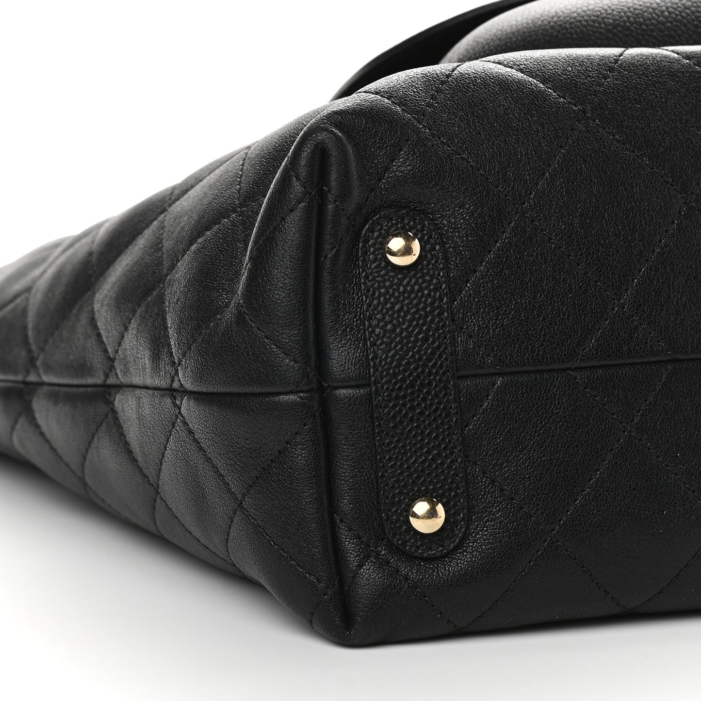Sheepskin Caviar Quilted Large Shopping Tote Black