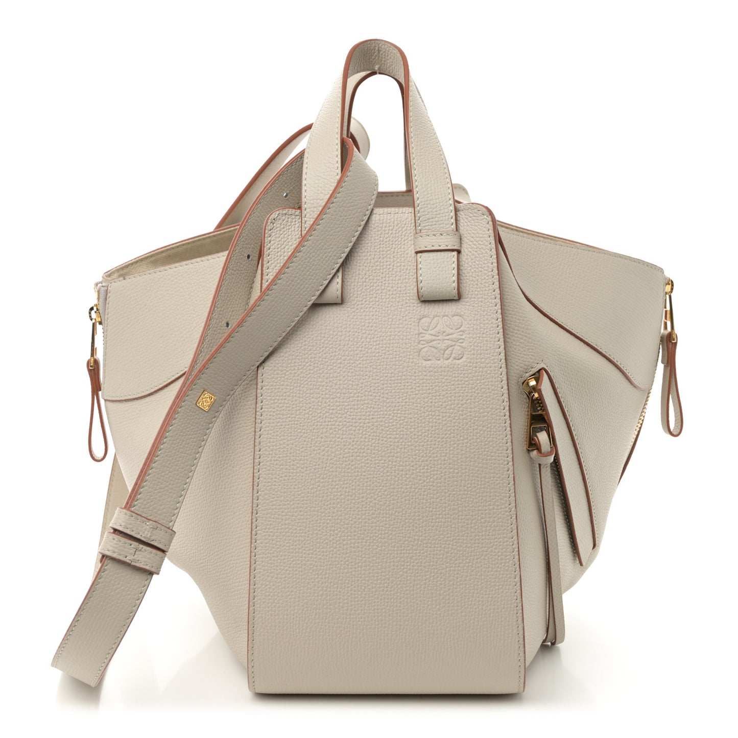 Grained Calfskin Small Hammock Shoulder Bag Light Ghost