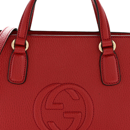 Gucci Dollar Calfskin Medium Soho Top Handle Satchel Hibiscus Red 8 of 16