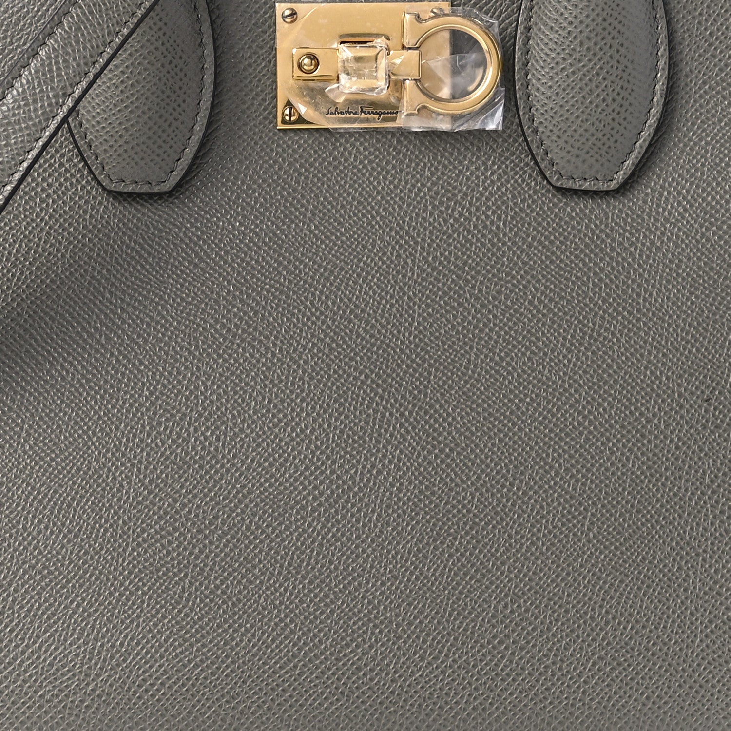 Salvatore Ferragamo Hammered Calfskin Small The Studio Box Bag Grey 8 of 9