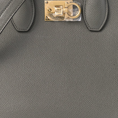 Salvatore Ferragamo Hammered Calfskin Small The Studio Box Bag Grey 8 of 9