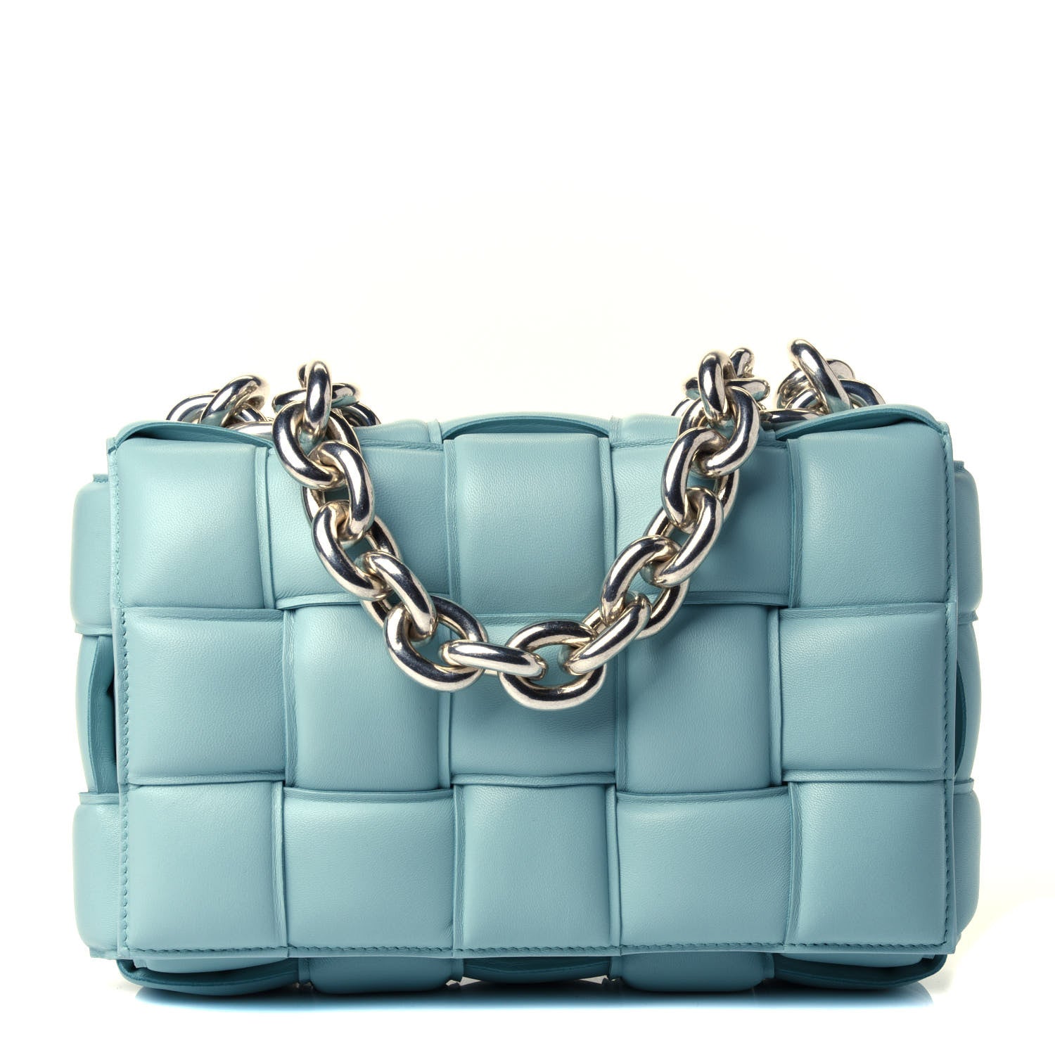 Bottega Veneta Lambskin Maxi Intreccio Padded Chain Cassette Crossbody Bag Spearmint 1 of 4