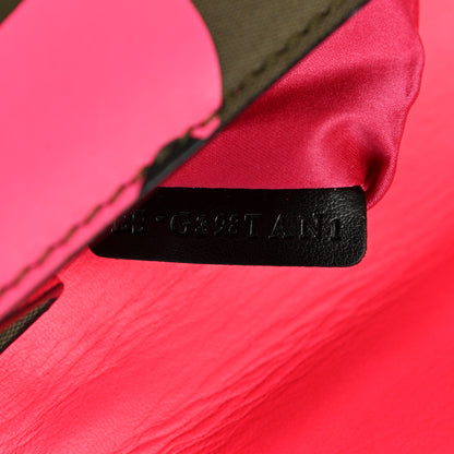 Valentino Garavani Nappa Canvas Camouflage Medium Glam Lock Rockstud Flap Fuxia Fluo 7 of 13