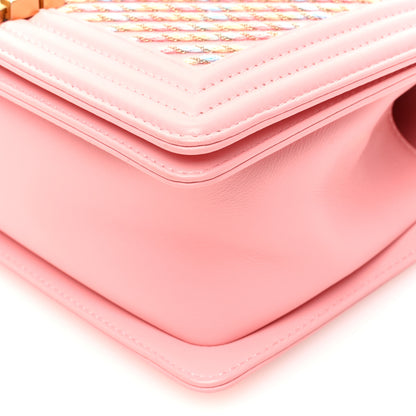 Chanel Calfskin Chevron Embroidered Medium Boy By The Sea Flap Pink 10 of 10