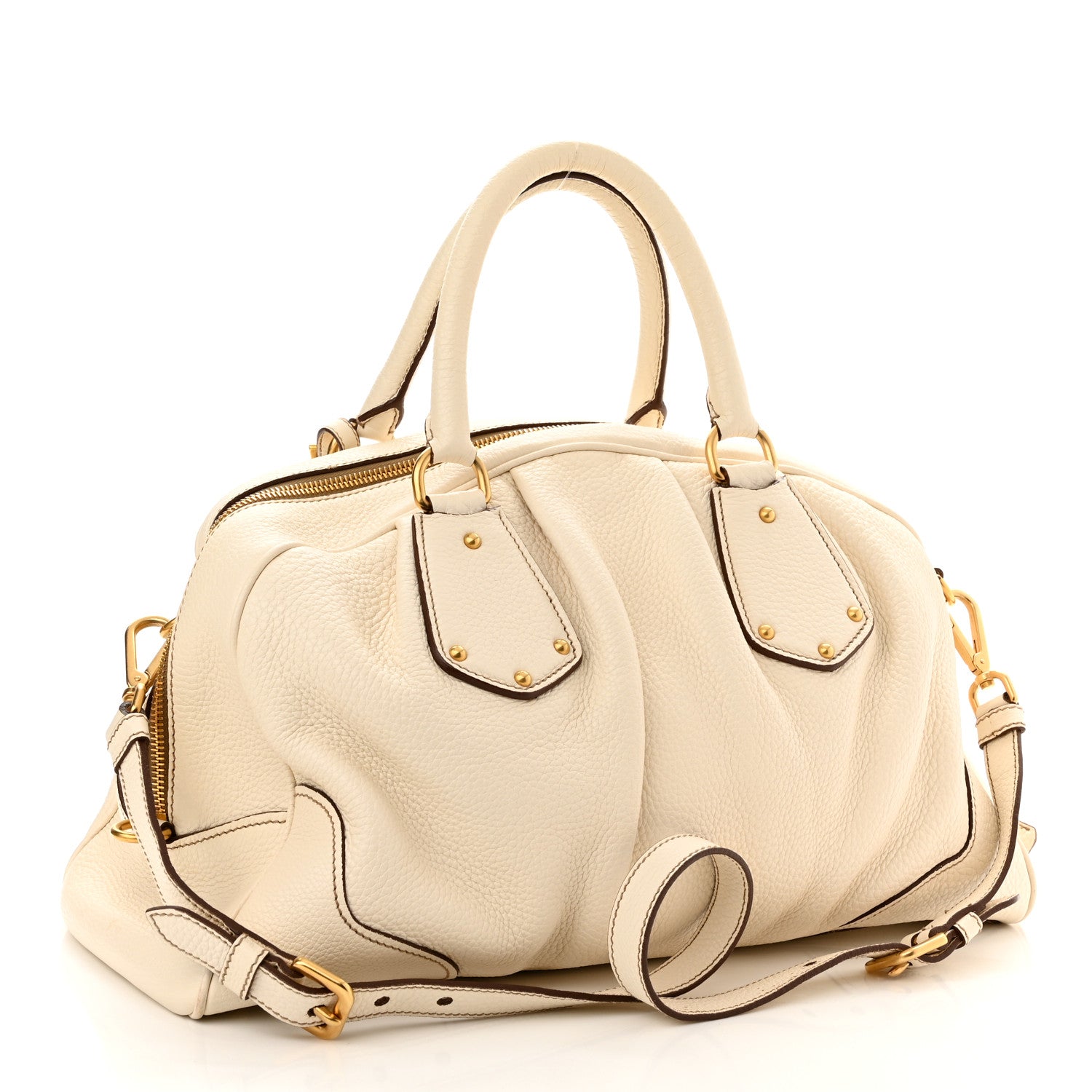Prada Cervo Antik Shopping Satchel White 2 of 15