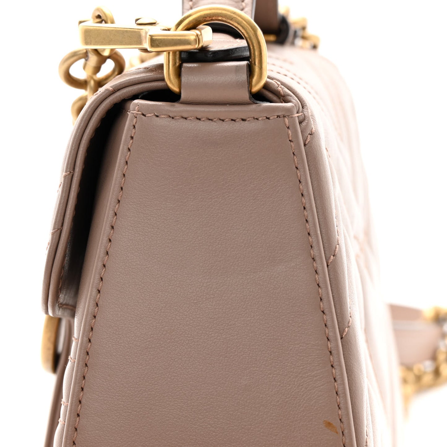 Calfskin Matelasse Mini GG Marmont Top Handle Shoulder Bag Porcelain Rose
