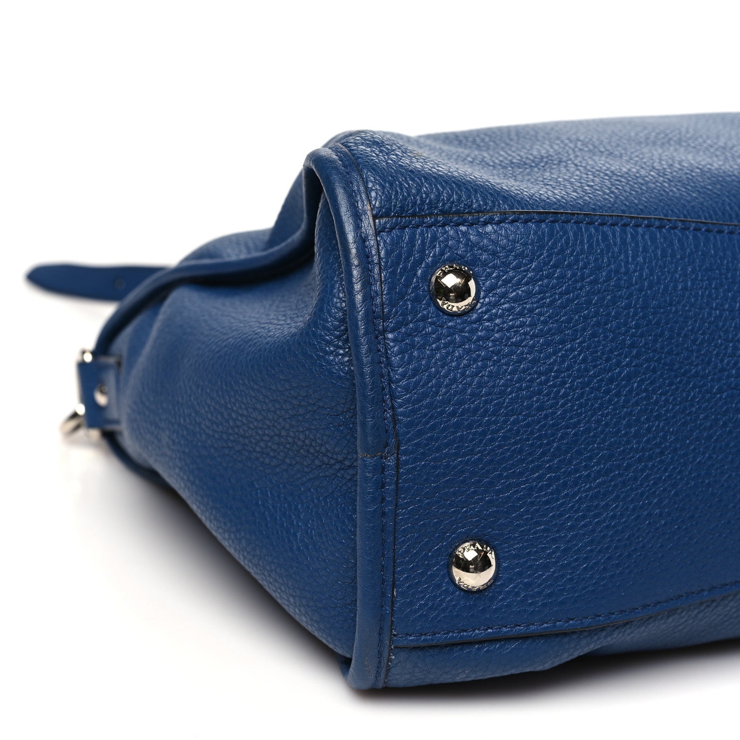 Prada Vitello Daino Shopping Satchel Blue 9 of 10